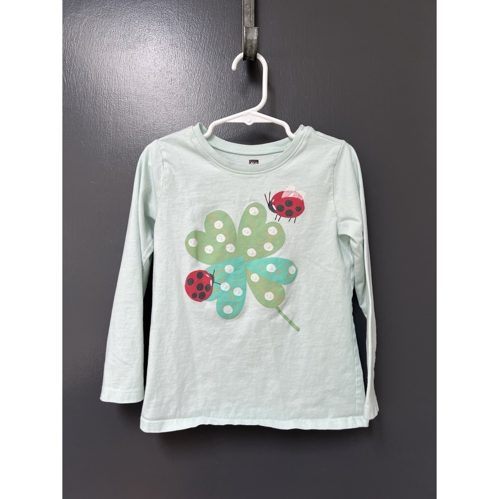 TEA COLLECTION Ladybug L/S Top - Mint Green Sz 5